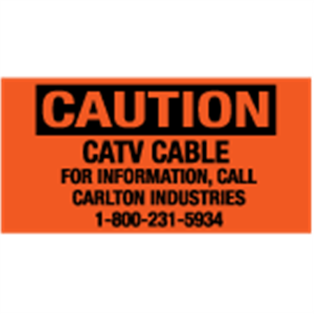 Caution CATV Cable - Cable Marker w/Adhesive